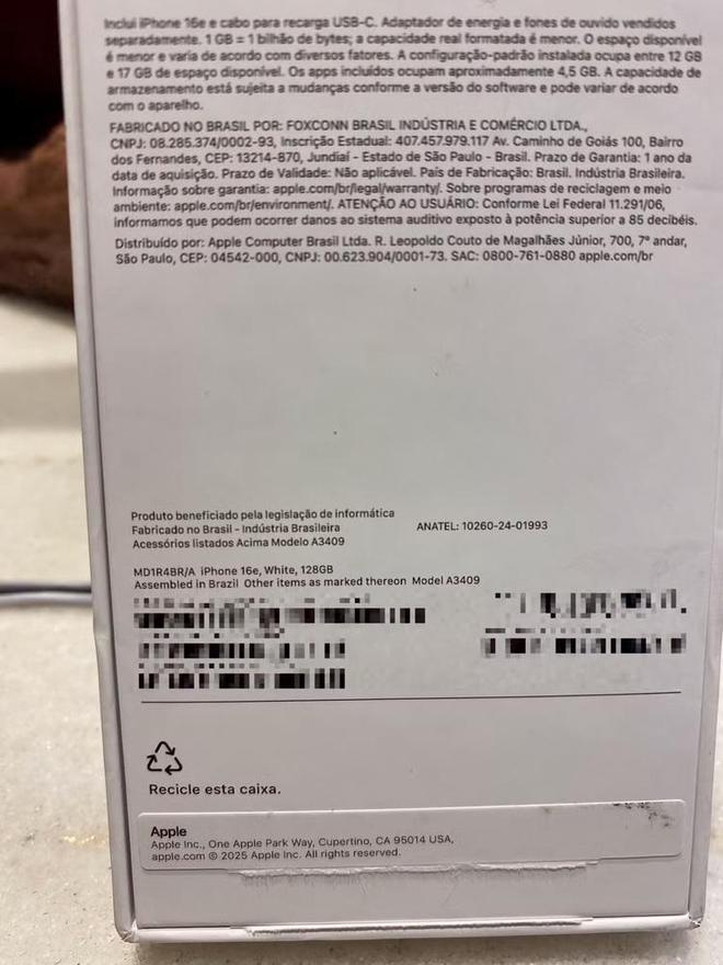 苹果iPhone 16e巴西产版现身 或为对抗特朗普征税新手段