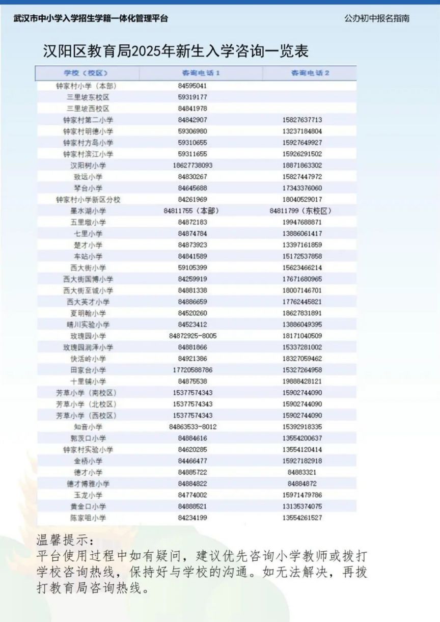 2025武汉汉阳区初中新生入学政策指南