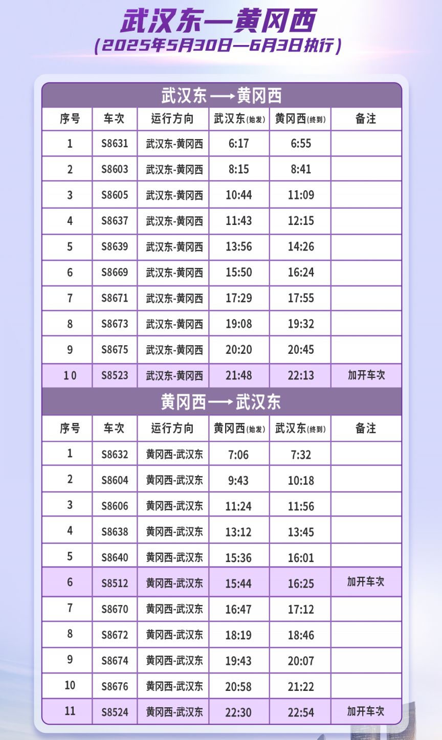 武汉新城快线2025端午节运营时间表