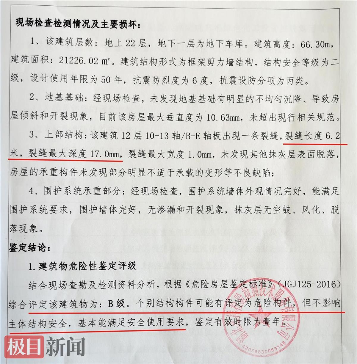 第三方检测机构出具的房屋危险性鉴定报告（极目新闻记者 黄志刚 摄）.jpg