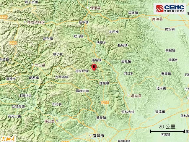 湖北宜昌市远安县发生3.4级地震